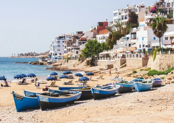 Taghazout vila costeira Marrocos